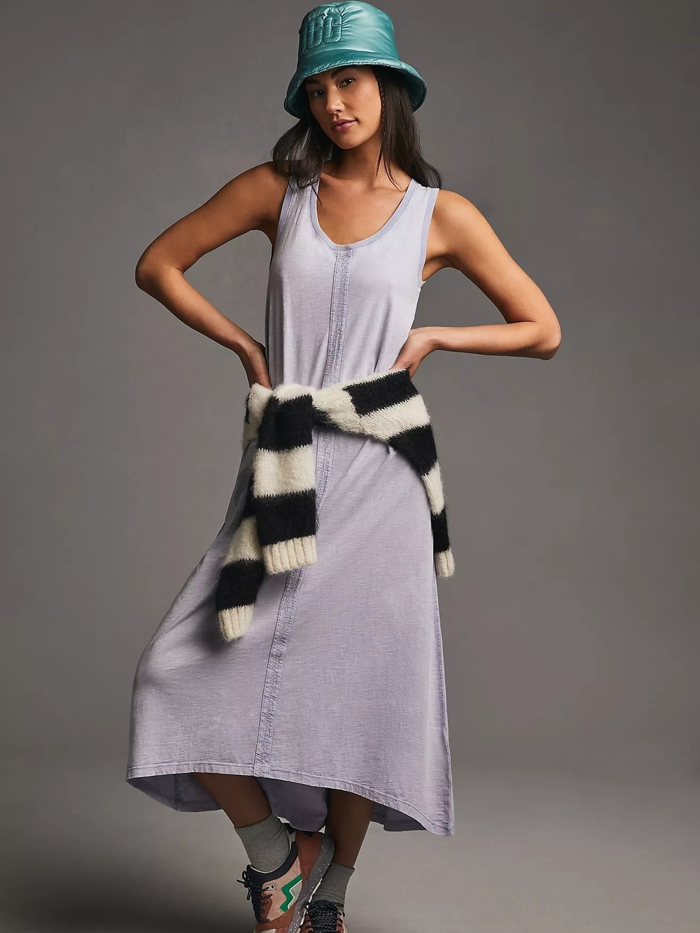 Daily Practice Anthropologie Dusty Pink Sleeveless Midi Dress Size L - Picture 6 of 12
